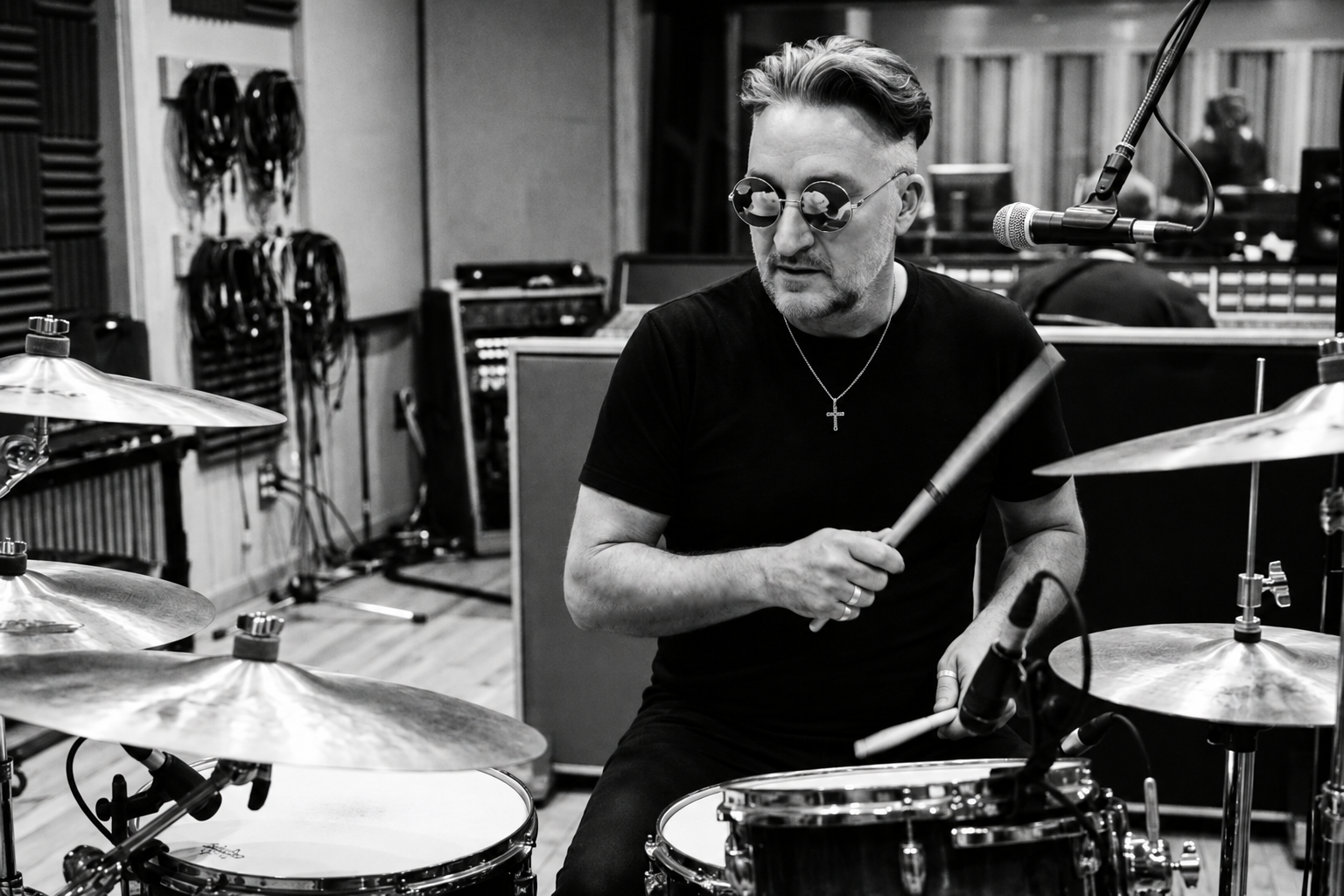 Inside the Collider Project recording studio — drums
